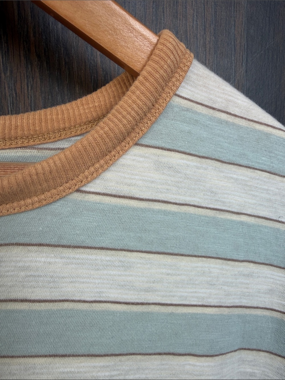 Madewell light blue and Cream Striped Tee with Mustard Trim - Picture 3 of 3